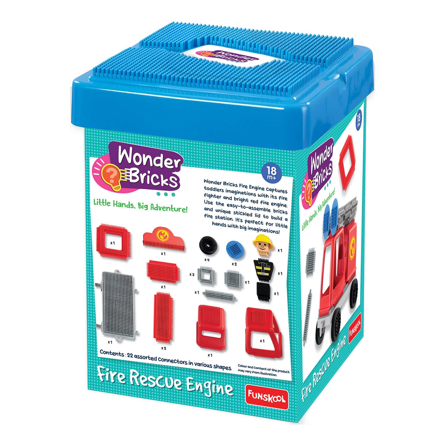 Funskool Wonder Bricks Fire Rescue Engine Toddler Construction Toy Set