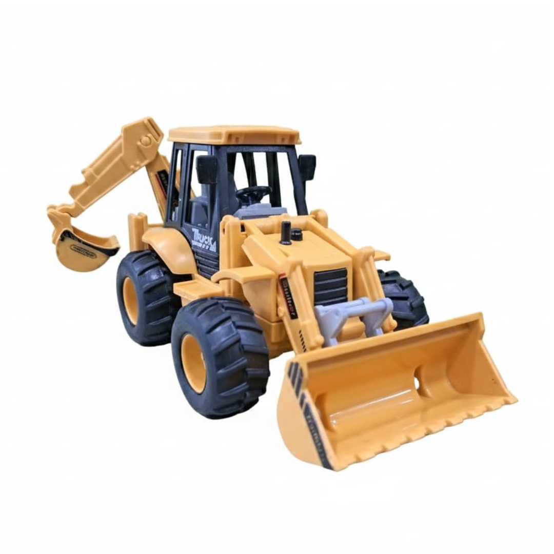 2in1 Friction Powered Bulldozer Truck JCB Excavator Toy (3 Years) | Go Construction Vehicle with 180° Rotatable Shovel, Big Rubber Wheels | Heavy Duty Unbreakable Engineering Car for Kids