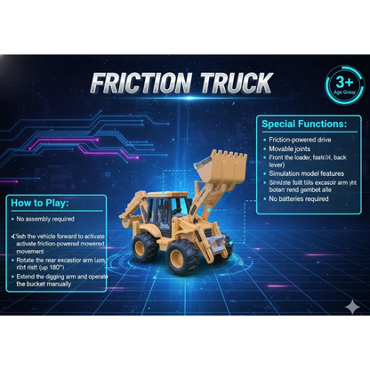 Friction Powered Bulldozer Truck JCB Excavator Toy