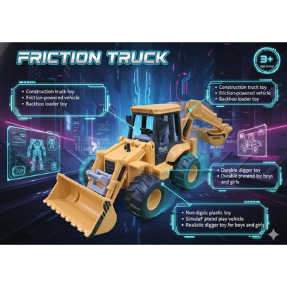 Friction Powered Bulldozer Truck JCB Excavator Toy