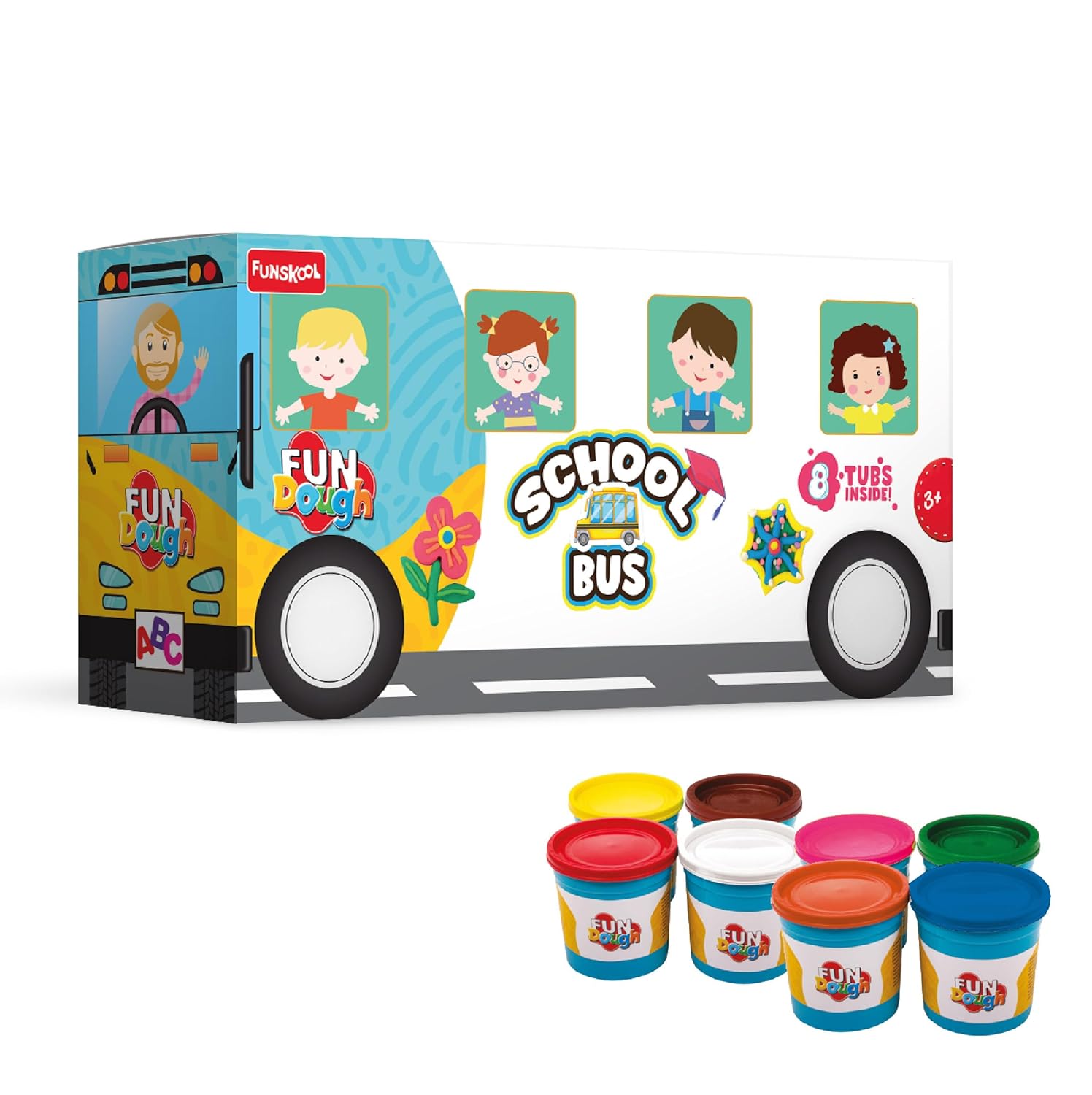 Fundough School Bus Play Dough Set | 8 Jumbo Tubs