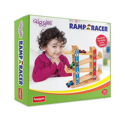 Funskool Ramp Racer Wooden Racing Toy with 3 Mini Cars