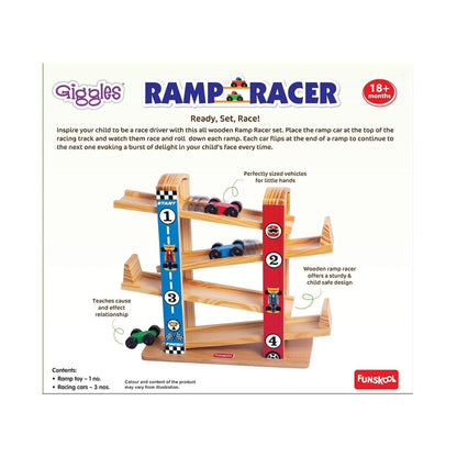 Funskool Ramp Racer Wooden Racing Toy with 3 Mini Cars