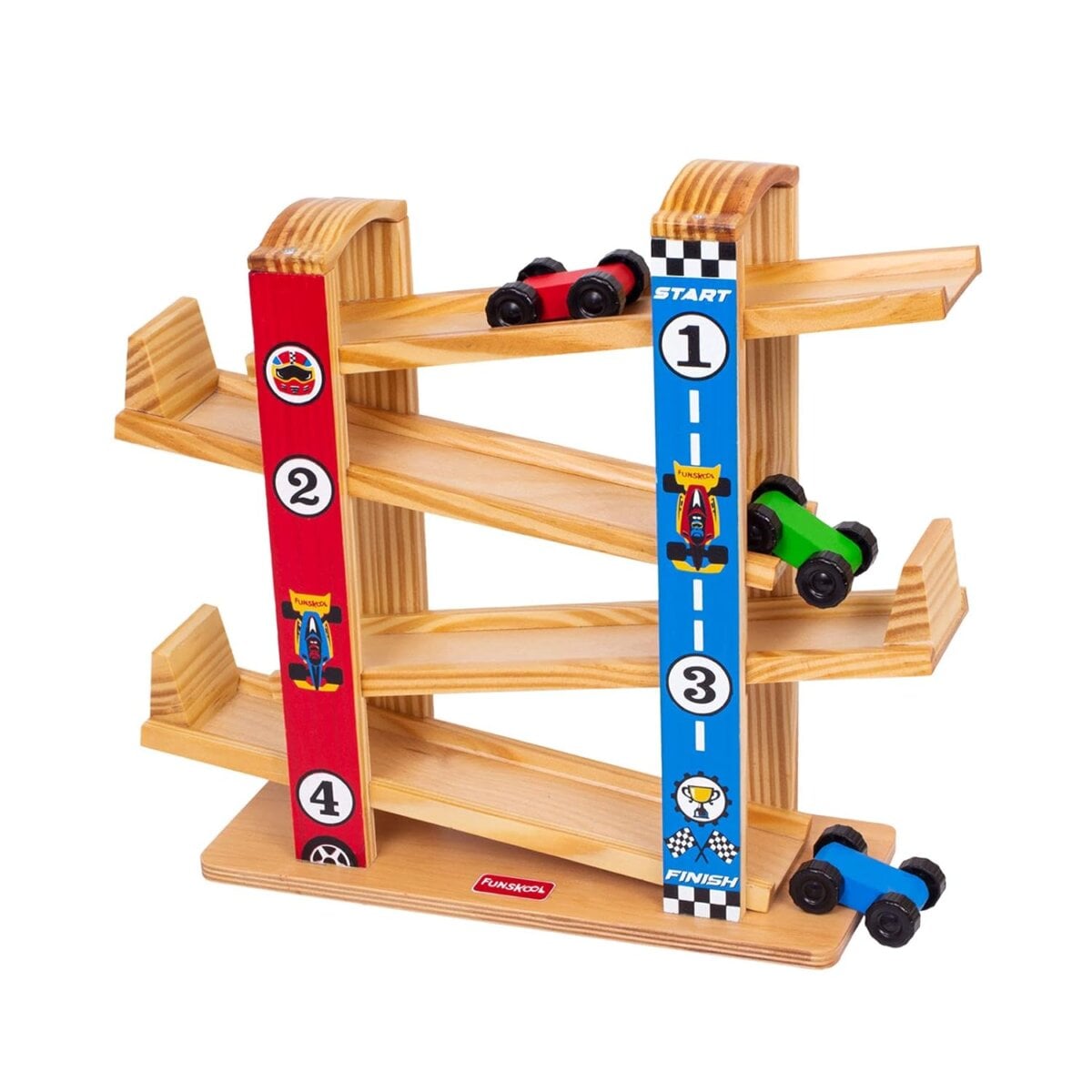 Funskool Ramp Racer Wooden Racing Toy with 3 Mini Cars