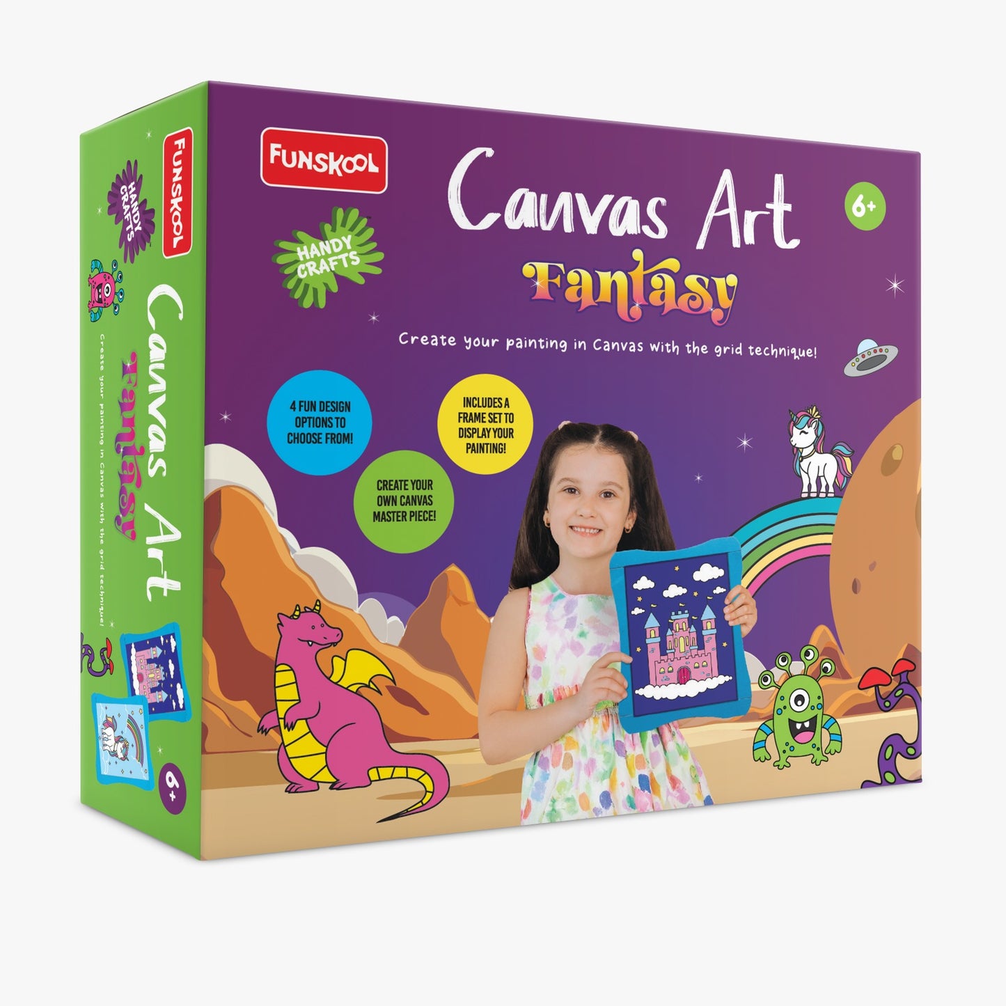 Funskool Canvas Art Fantasy Kit: Easy Grid Painting for Kids with Frame