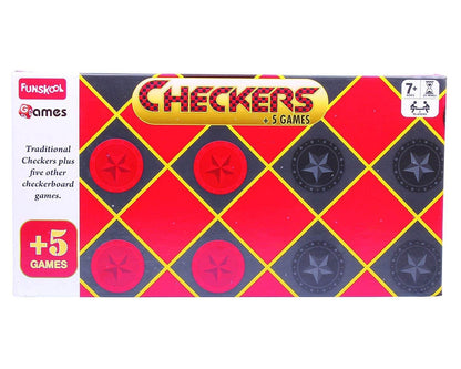 Funskool Checkers Plus Five Other Traditional Strategy Checkerboard Games