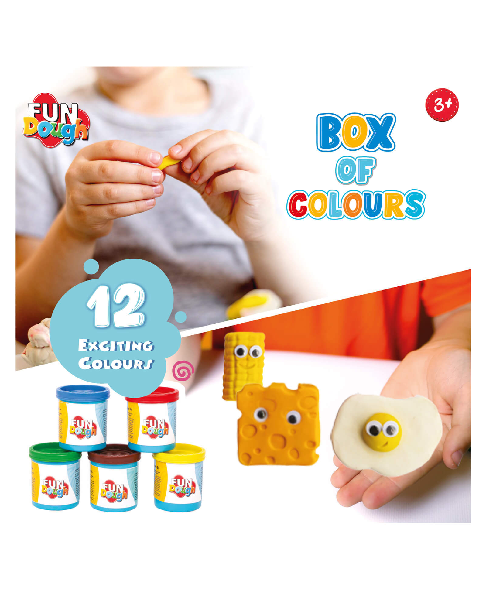 Funskool Fun Dough 12-Pack Vibrant Assorted Modeling Clay Tubs for Kids Creative Play