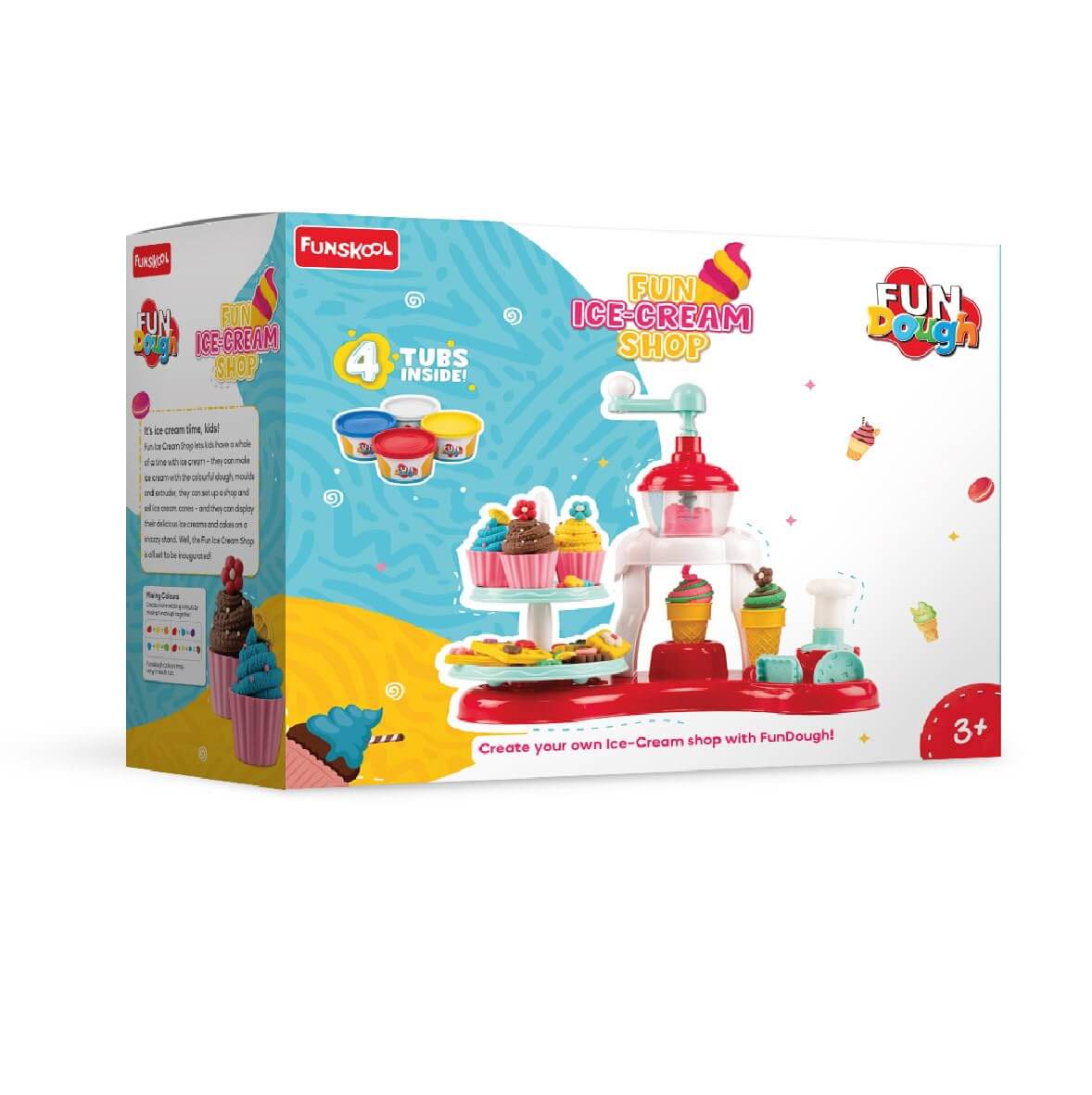Funskool Fun Dough Ice Cream Shop Dough Playset with Molds & Extruder for Creative Kids