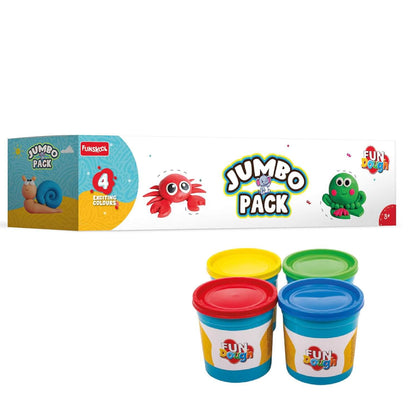 Funskool Fun Dough Jumbo Play Dough Pack: Four Vibrant Tubs of Colorful Creative Fun for Kids