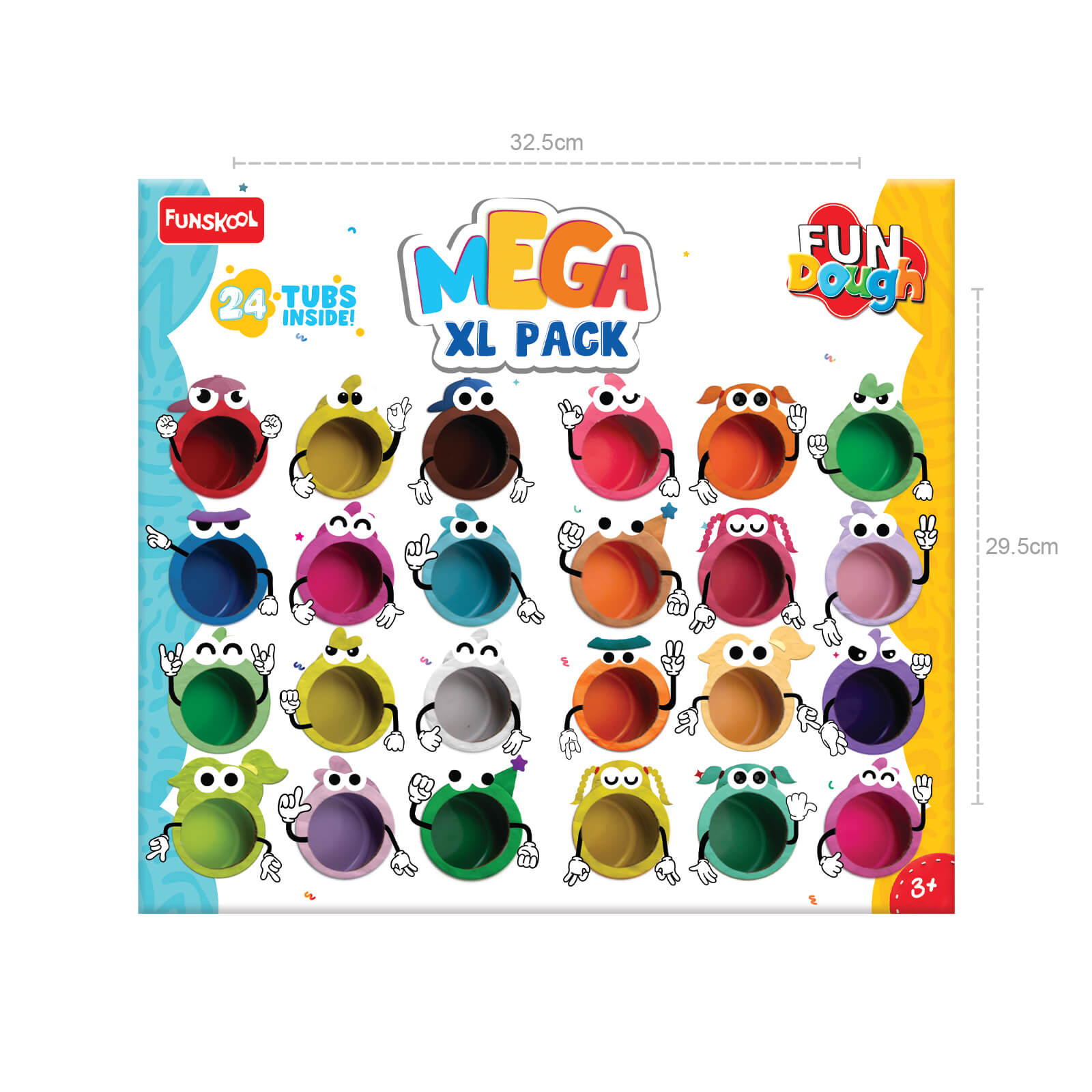 Funskool Fundough Mega XL Pack: 24 Vibrant Non-Toxic Play Dough Tubs for Kids