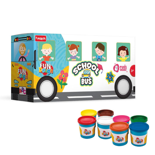 Funskool Fundough School Bus Creative Play Dough Set with 8 Tubs