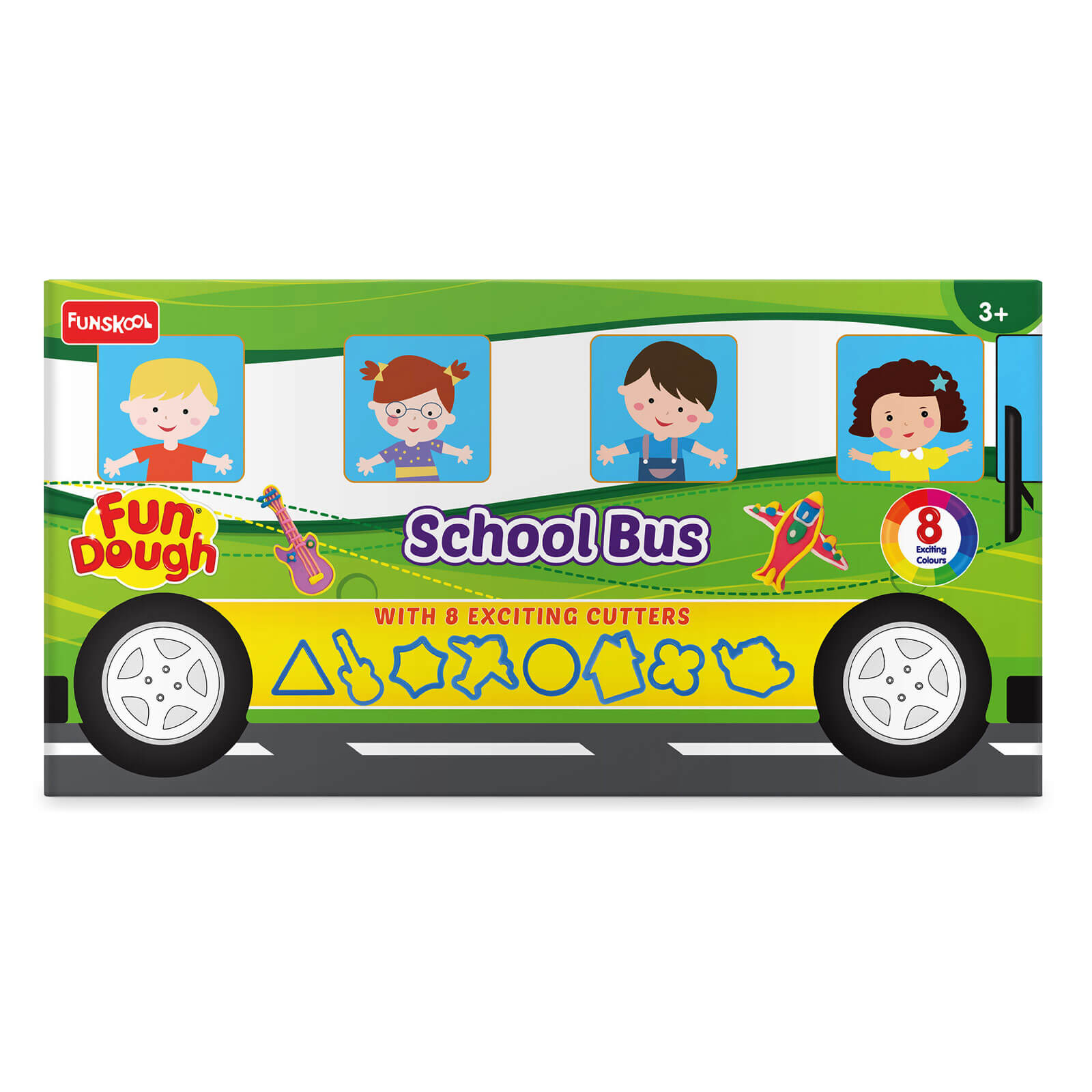 Funskool Fundough School Bus Jumbo Playdough Kit with Cutters for Creative Fun