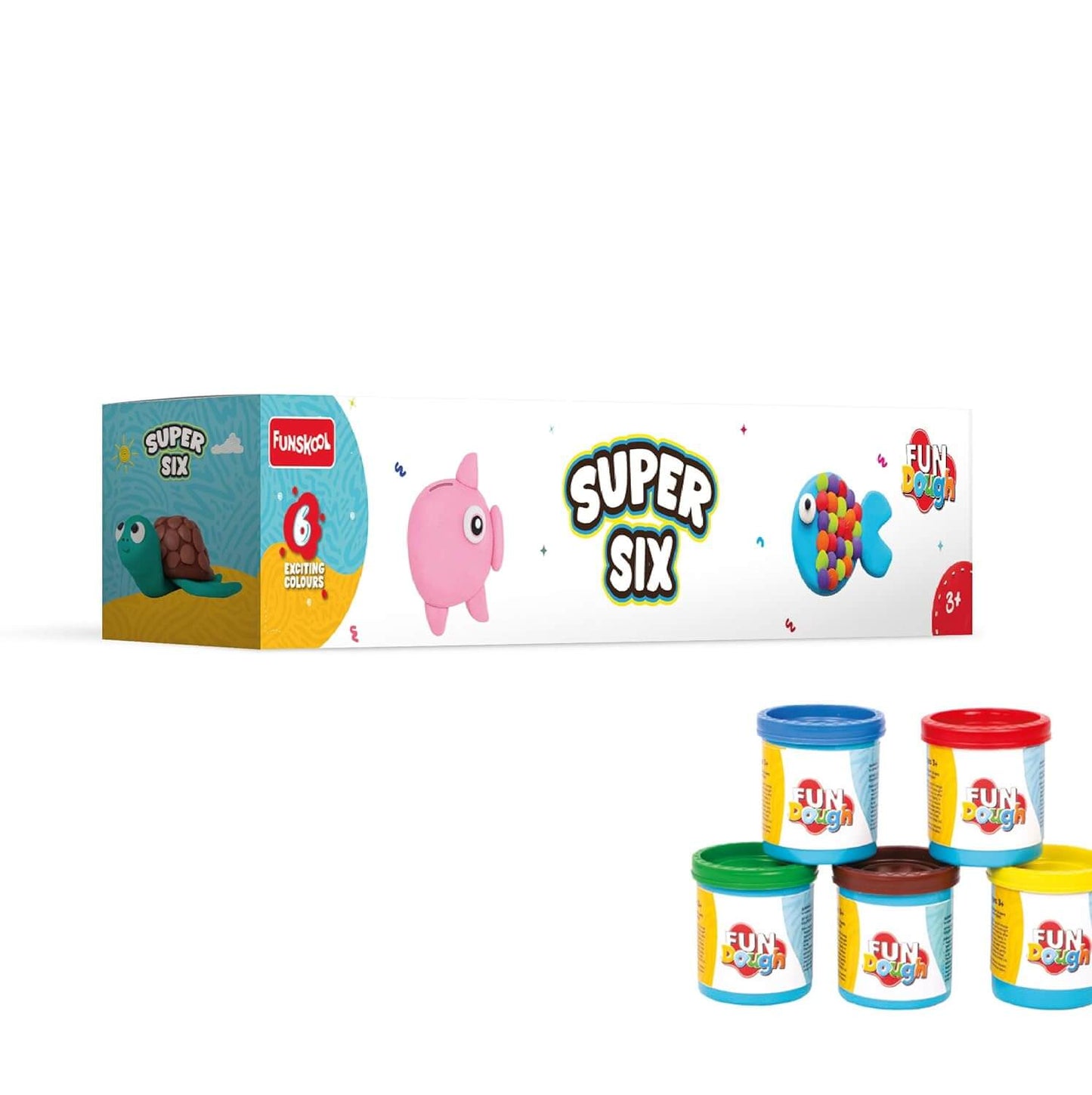 Funskool Fundough Super Six Pack: Vibrant Modeling Clay for Creative Kids' Fun