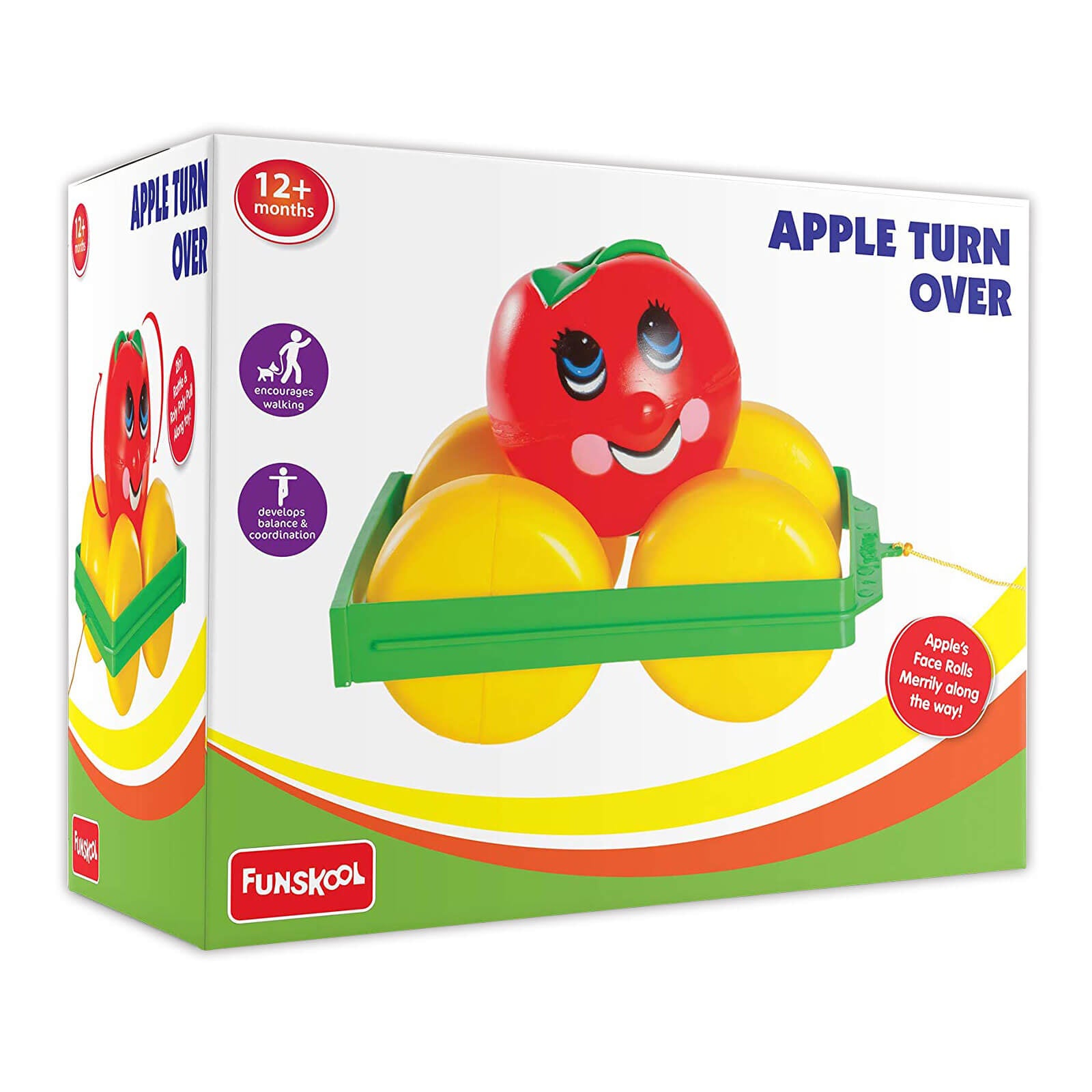 Funskool Giggles Apple Turnover Rotating Pull Along Toy for Toddlers