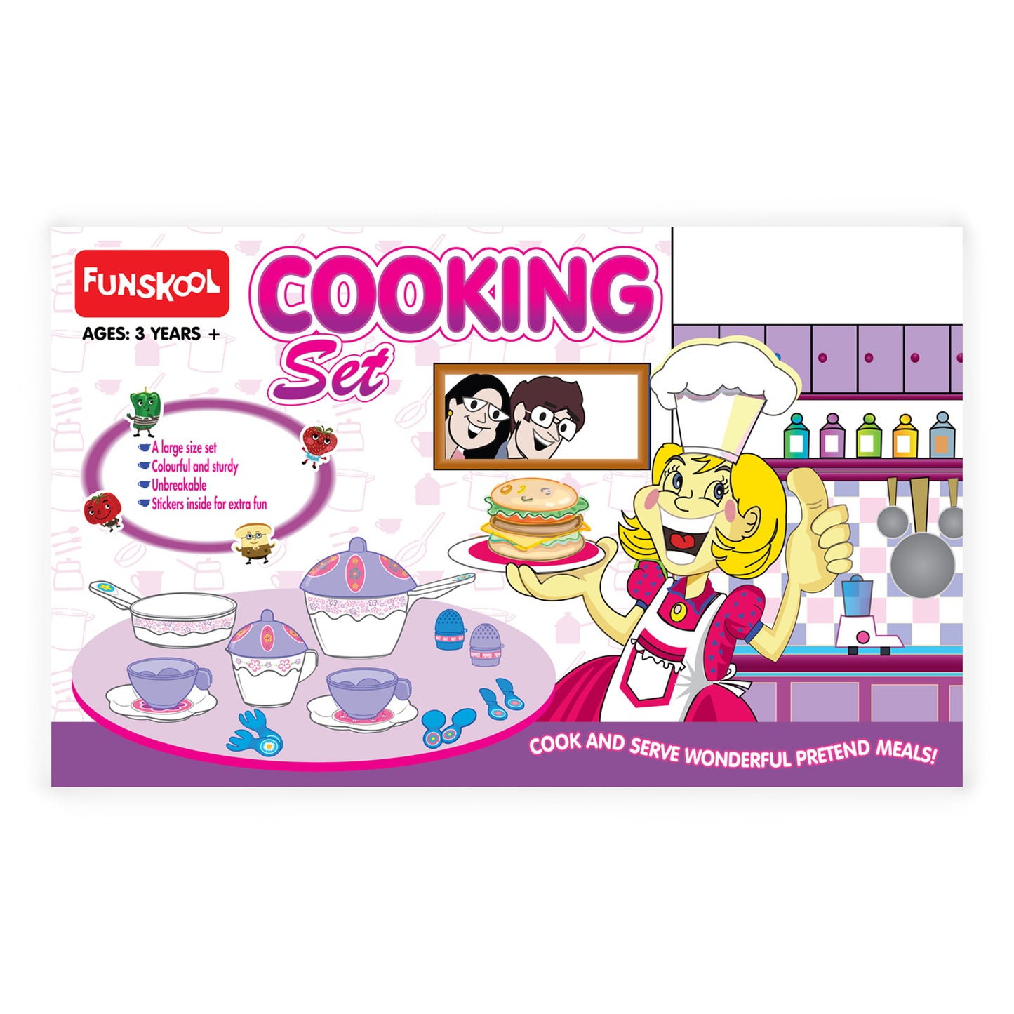 Funskool Giggles Sturdy Colourful Pretend Play Kitchen Cooking Set Toy