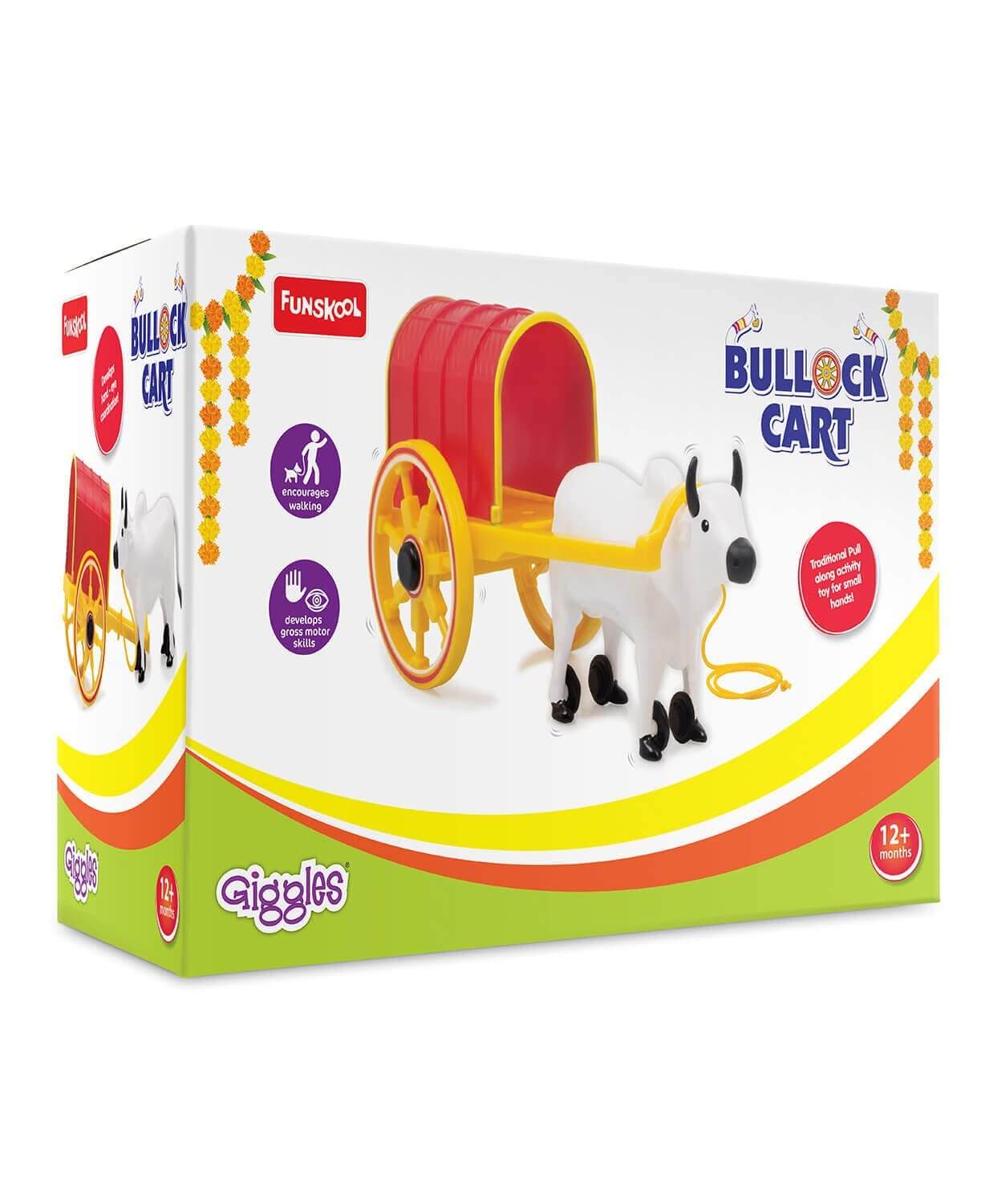 Funskool Giggles Traditional Bullock Cart Pull Along Toy for Active Toddlers