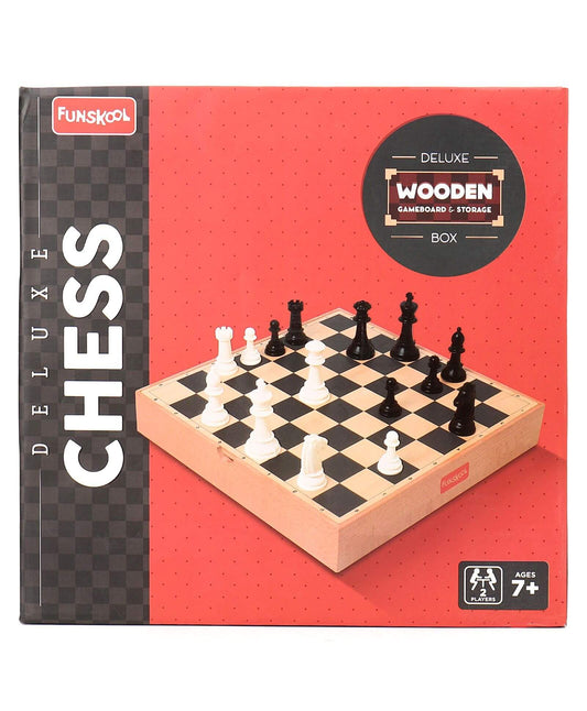 Funskool Premium Wooden Deluxe Chess Set with Compact Storage Box