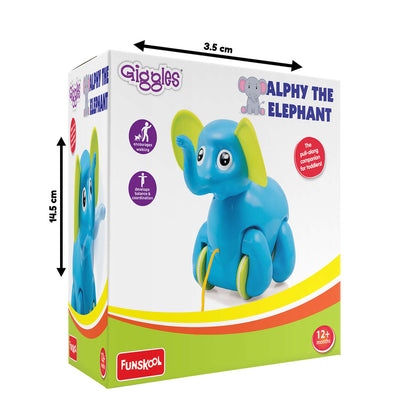 Funskool Pull-Along Elephant Toy | Alphy Bobbing Head Toddler Toy