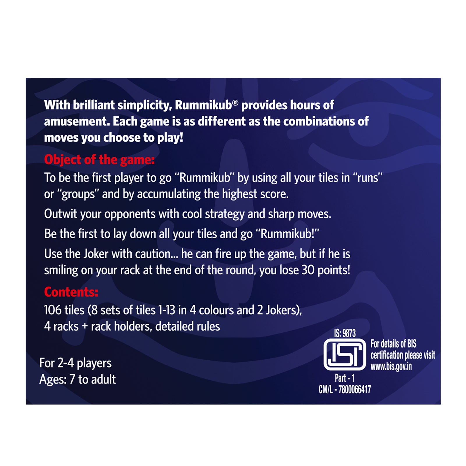Funskool Rummikub Classic | Game Objective Detail