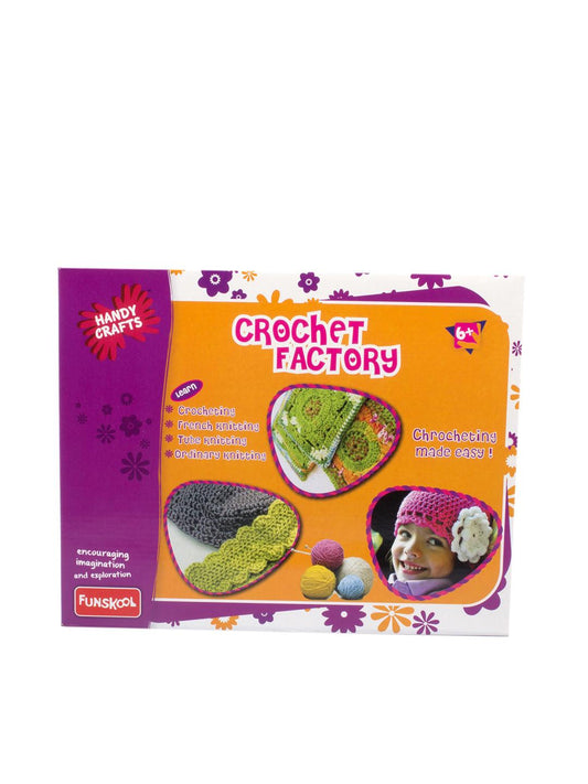 Funskoool Handycrafts Kids Beginners DIY Crocheting Kit with Multi-Coloured Wool