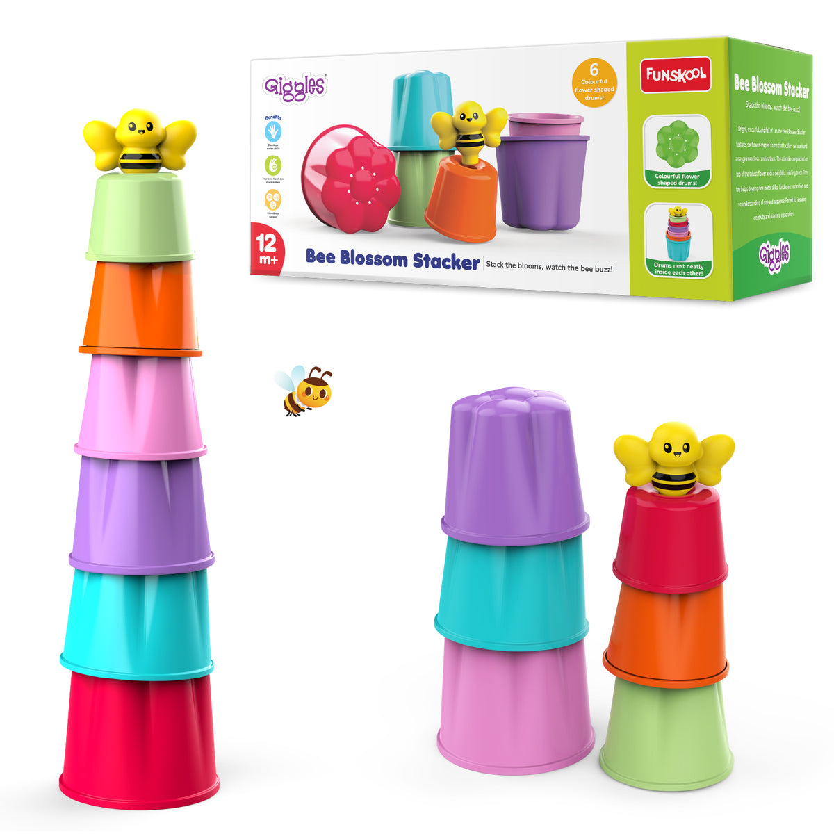 Giggles Bee Blossom Stacker | Flower Drums Detail