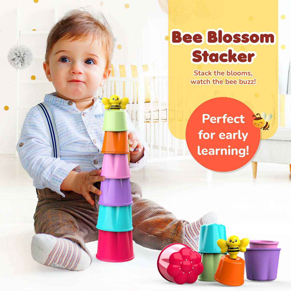 Giggles Bee Blossom Stacker | Toddler Playing