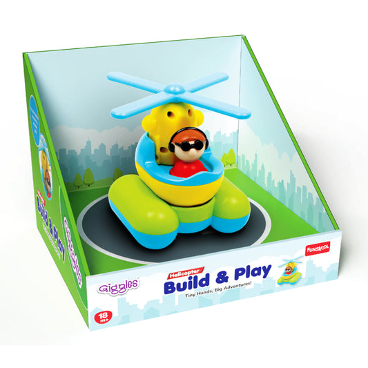 Giggles Build & Play Helicopter: DIY Assembly, Pull-Back, Spinning Propeller Action