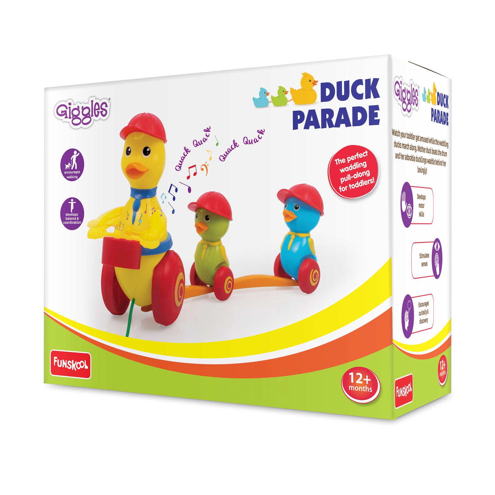 Giggles Colorful Duck Parade Pull-Along Toy Train Puzzle for Toddlers