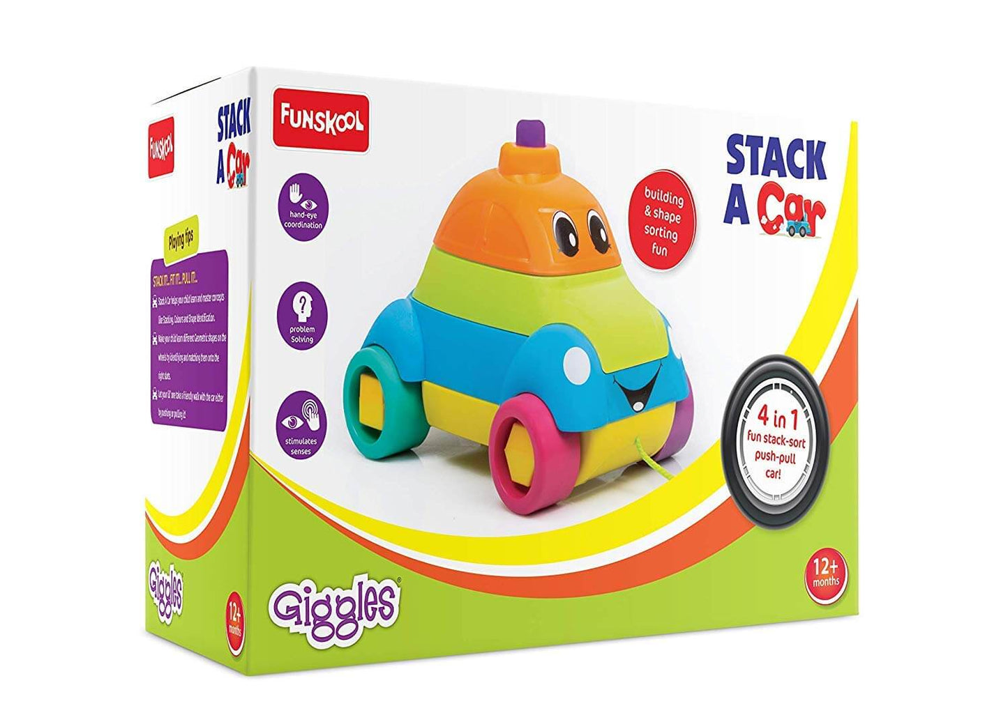 Giggles Colorful Stacking Car Toy Set for Toddlers - Develop Motor Skills & Creativity