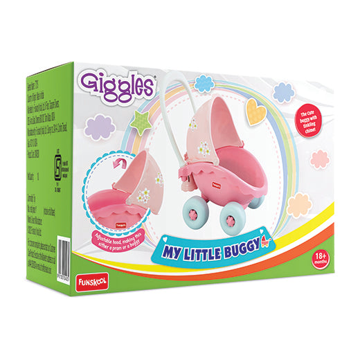 Giggles Engaging Popcorn Popper Pull-Along Pink Buggy Toy for Toddlers & Babies