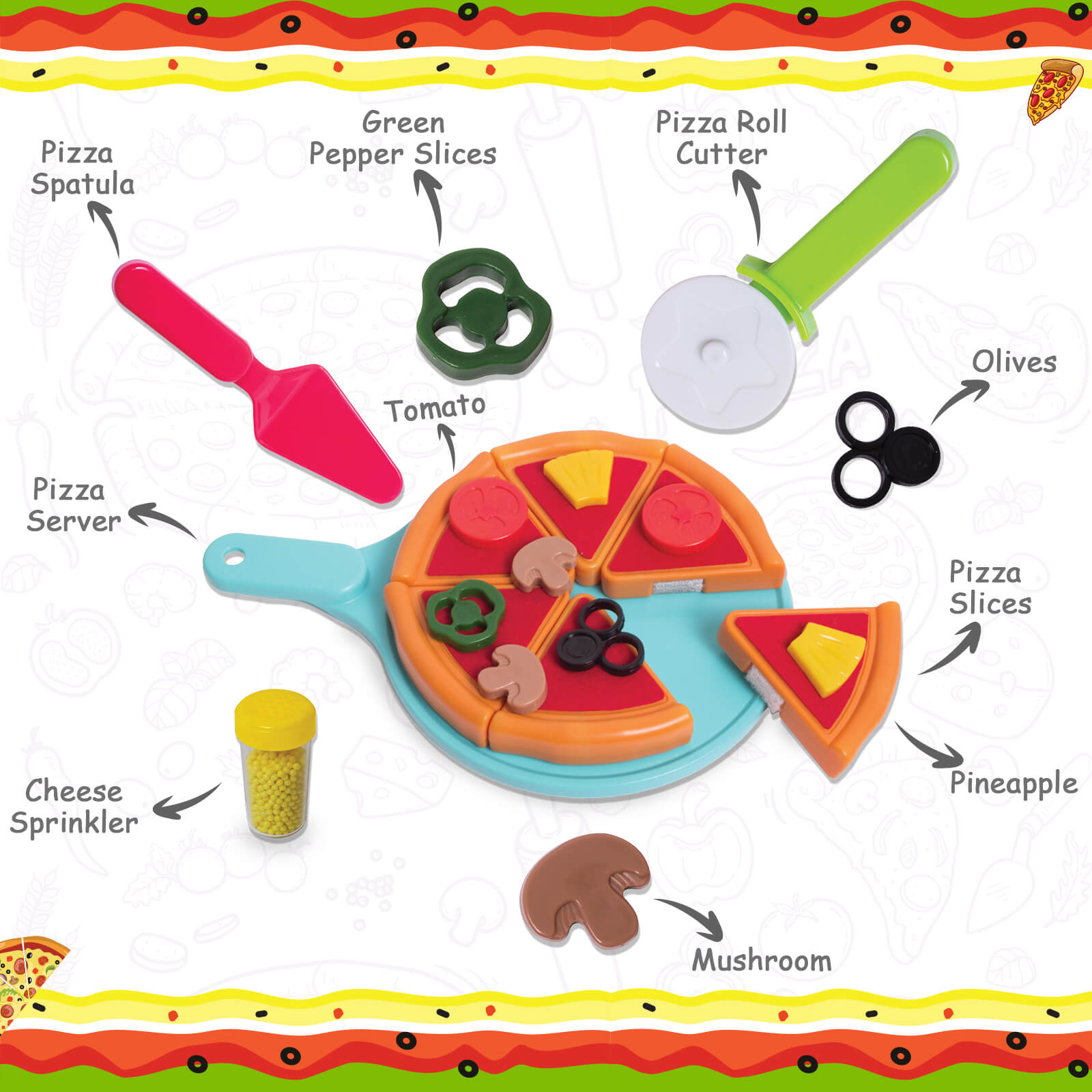 Giggles Kitchen Pizza Playset | Utensils Detail