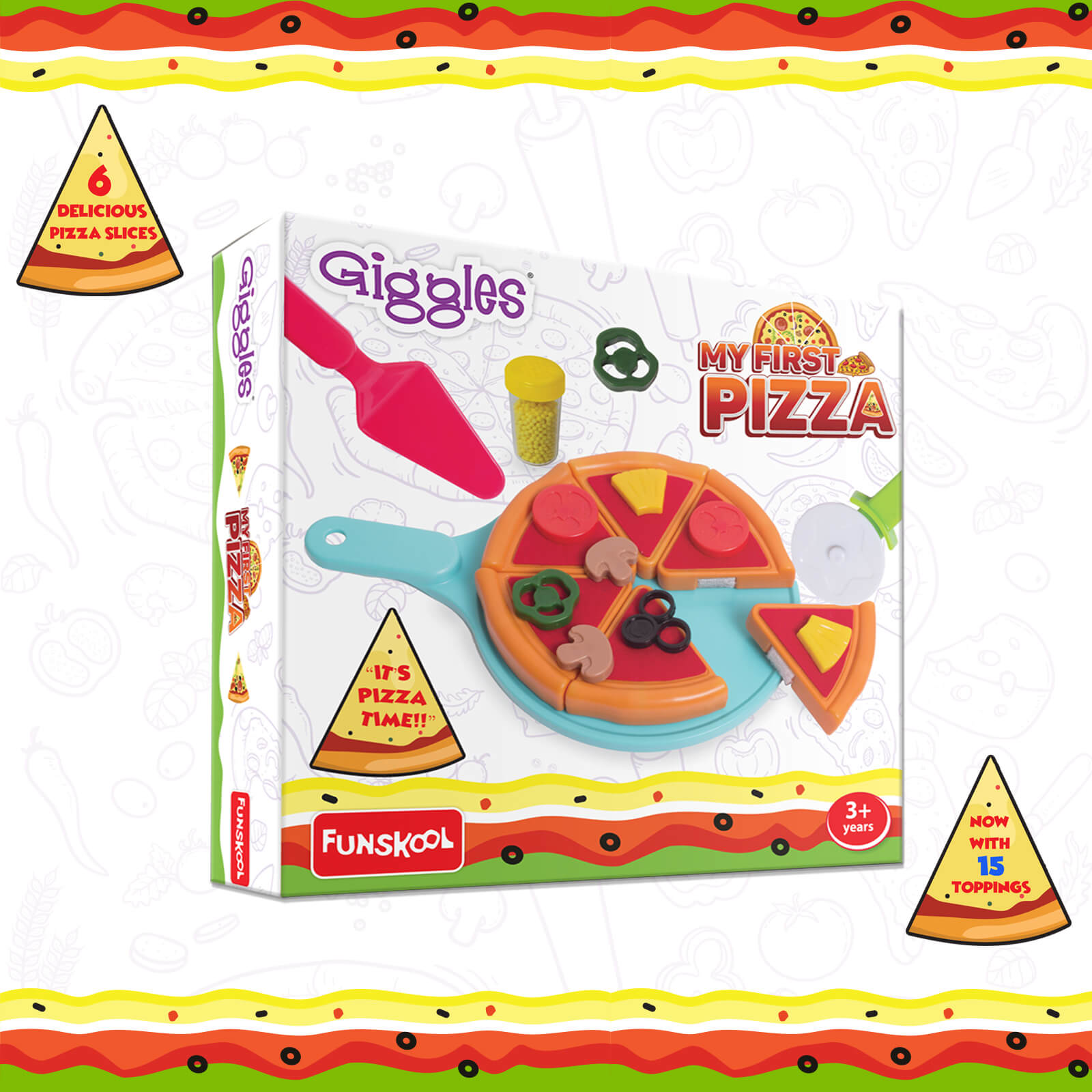Giggles Kitchen Pizza Playset | 29-Piece Pretend Cooking Kit