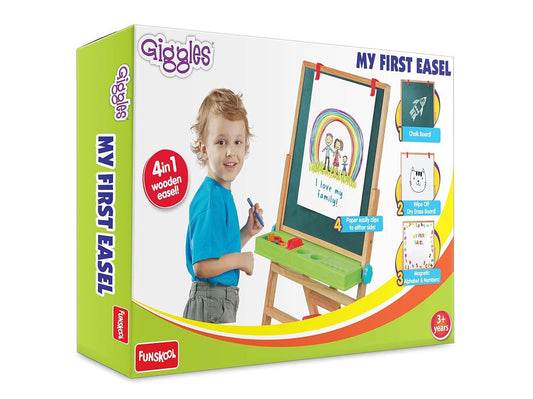 Giggles My First Double-Sided Wooden Easel for Kids with Art Supplies