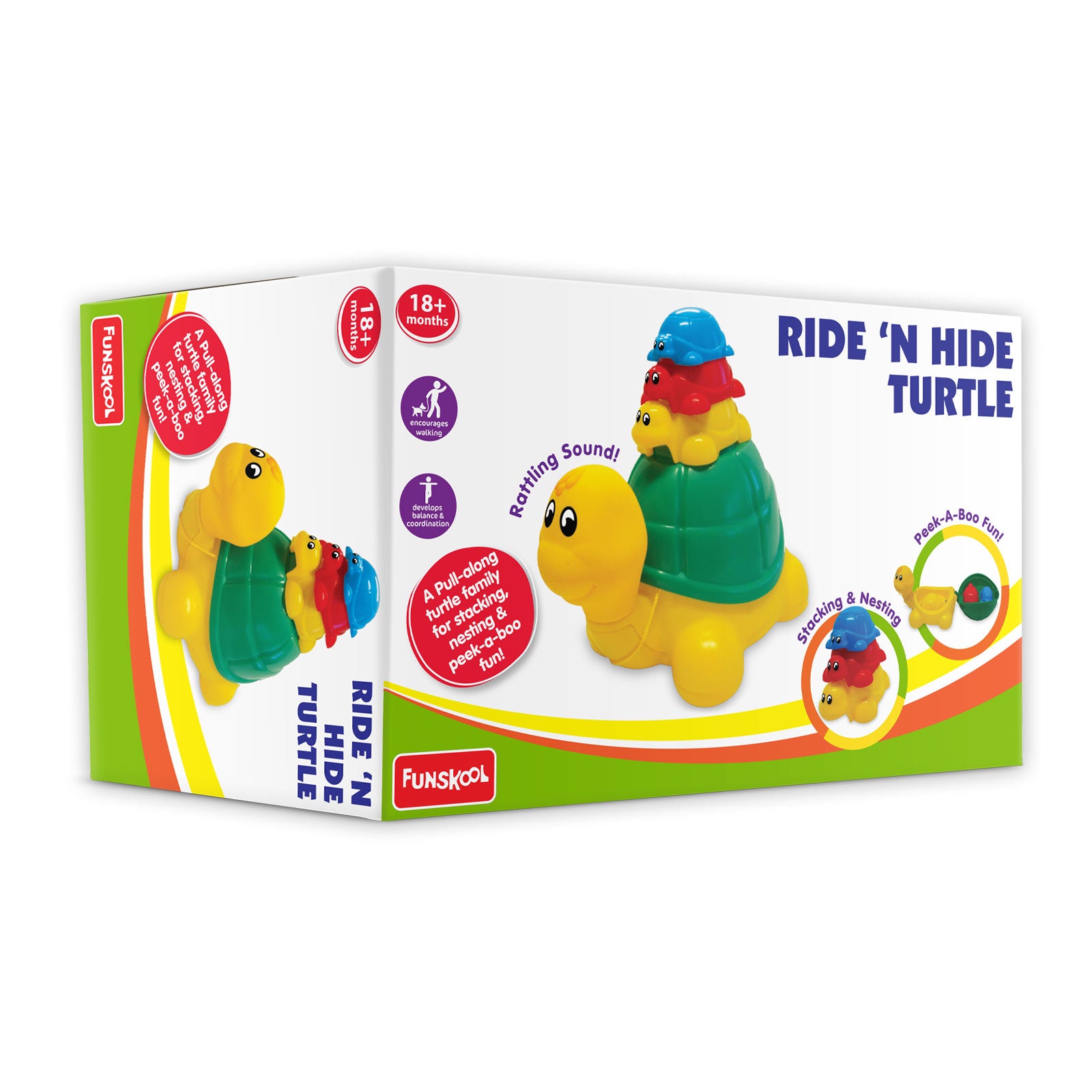 Giggles Ride N Hide Turtle: Engaging Pull-Along Stacking Toy for Toddlers