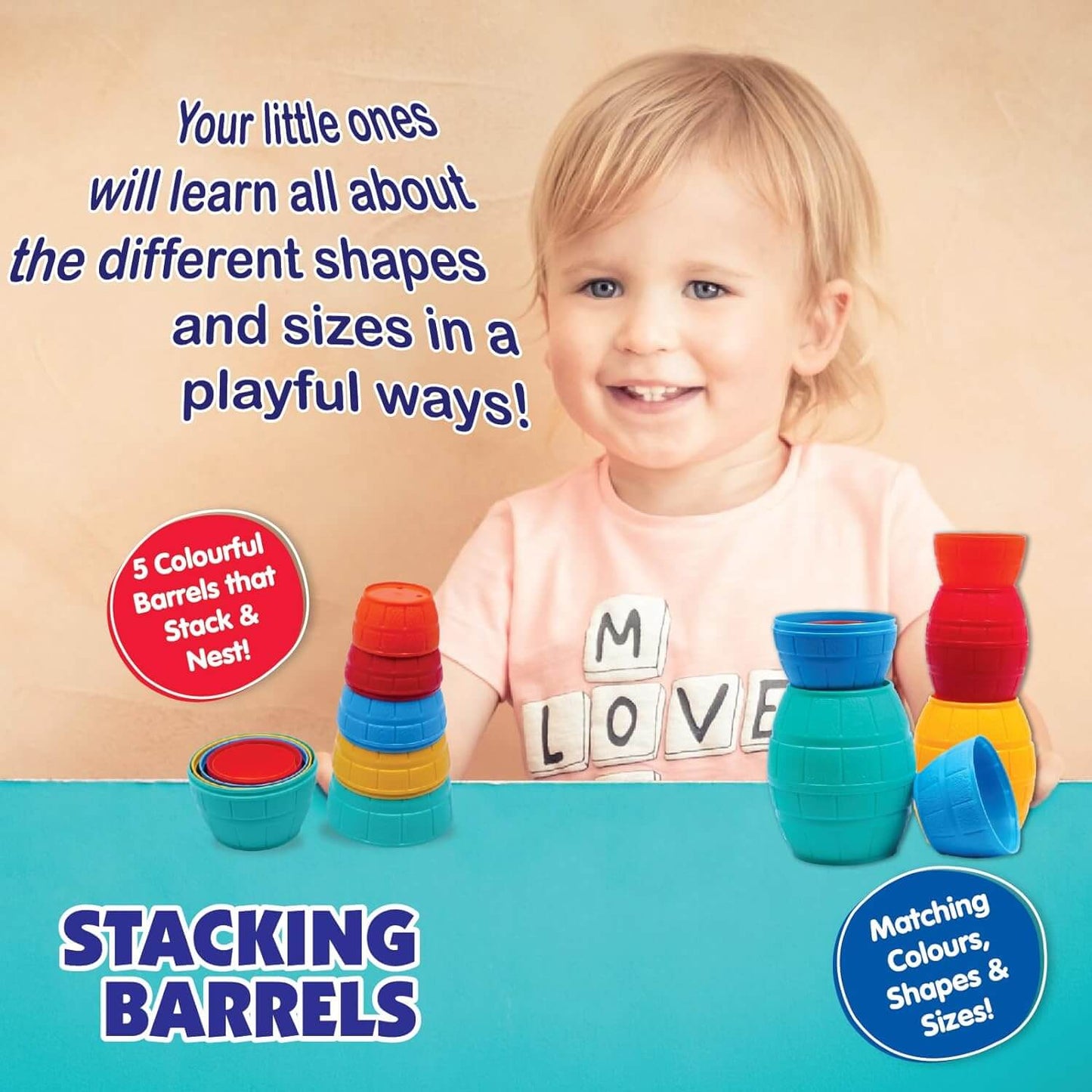 Giggles Stacking Barrels Set | Stacked View