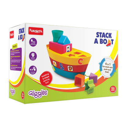 Giggles Stacking Boat Shape Sorter | Pull-Along Squeaker Toy