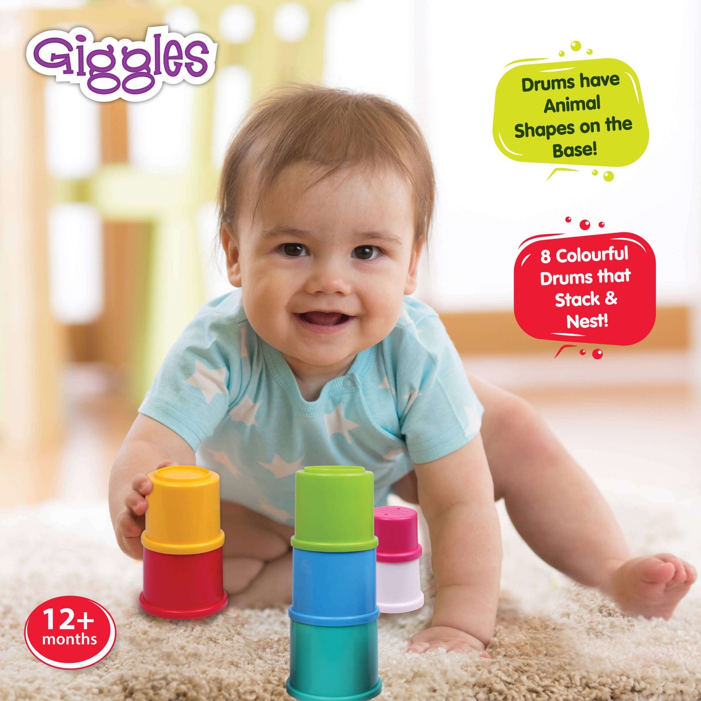 Giggles Stacking Drums Toy | Toddler Playing