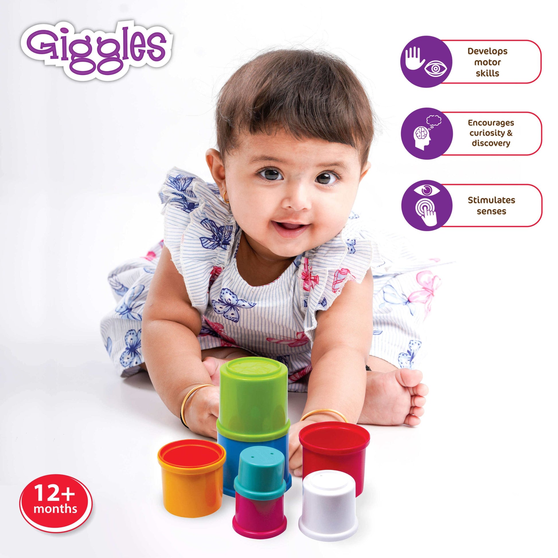 Giggles Stacking Drums Toy | Stacked View