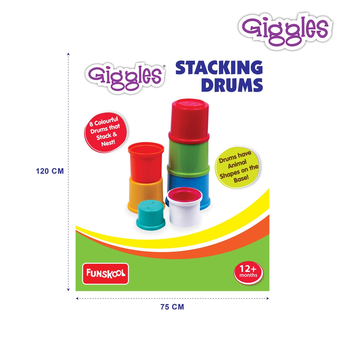 Giggles Stacking Drums Toy | Colour Detail