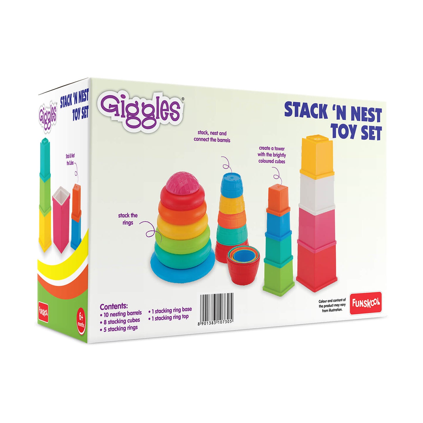 Giggles Vibrant Stacking & Nesting Cups Educational Toddler Toy for Sensory Development