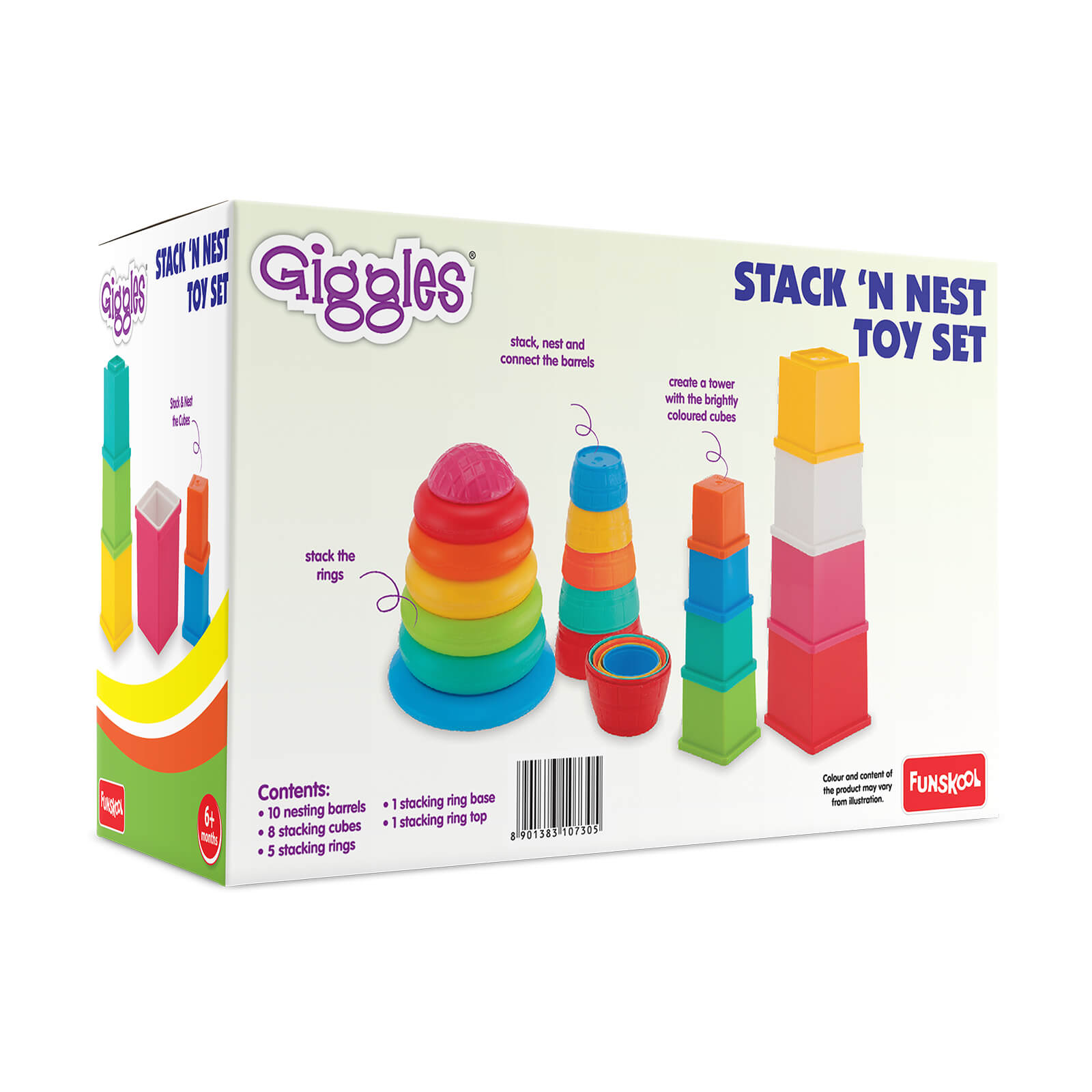 Giggles Vibrant Stacking & Nesting Cups Educational Toddler Toy for Sensory Development