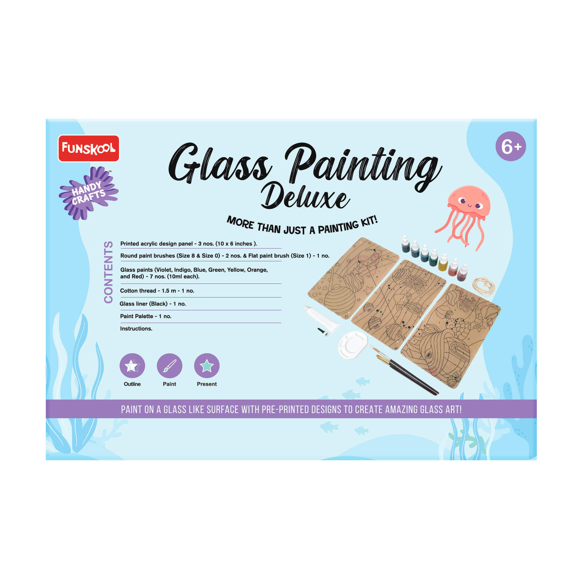 Funskool Handycrafts Glass Painting Deluxe Art and Craft Activity Set