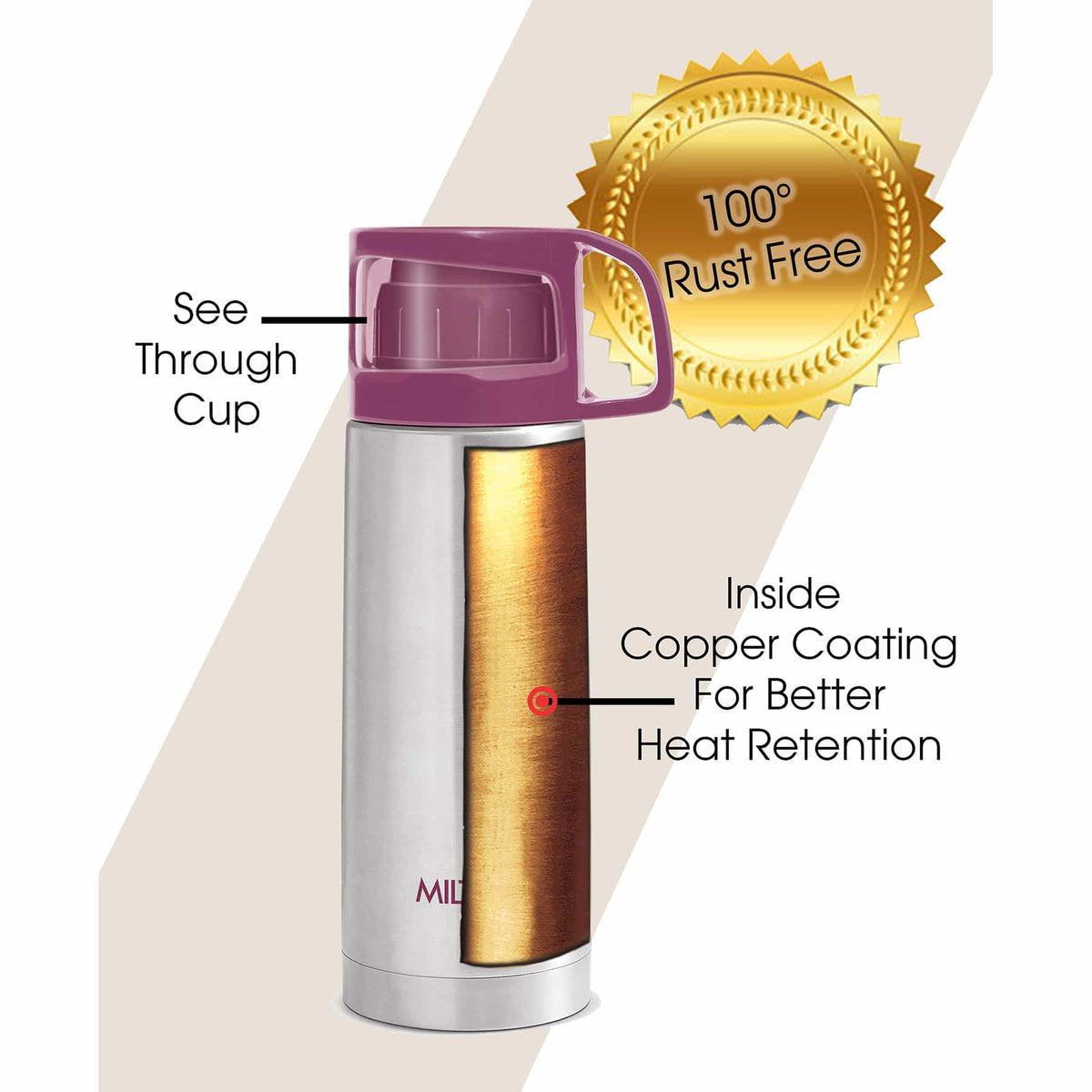 Milton Glassy Thermosteel Insulated Water Bottle