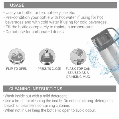 Milton Glassy Thermosteel Insulated Water Bottle