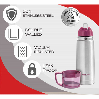 Milton Glassy Thermosteel Insulated Water Bottle