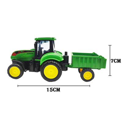 Green Tractor Toy with Trolley for Kids