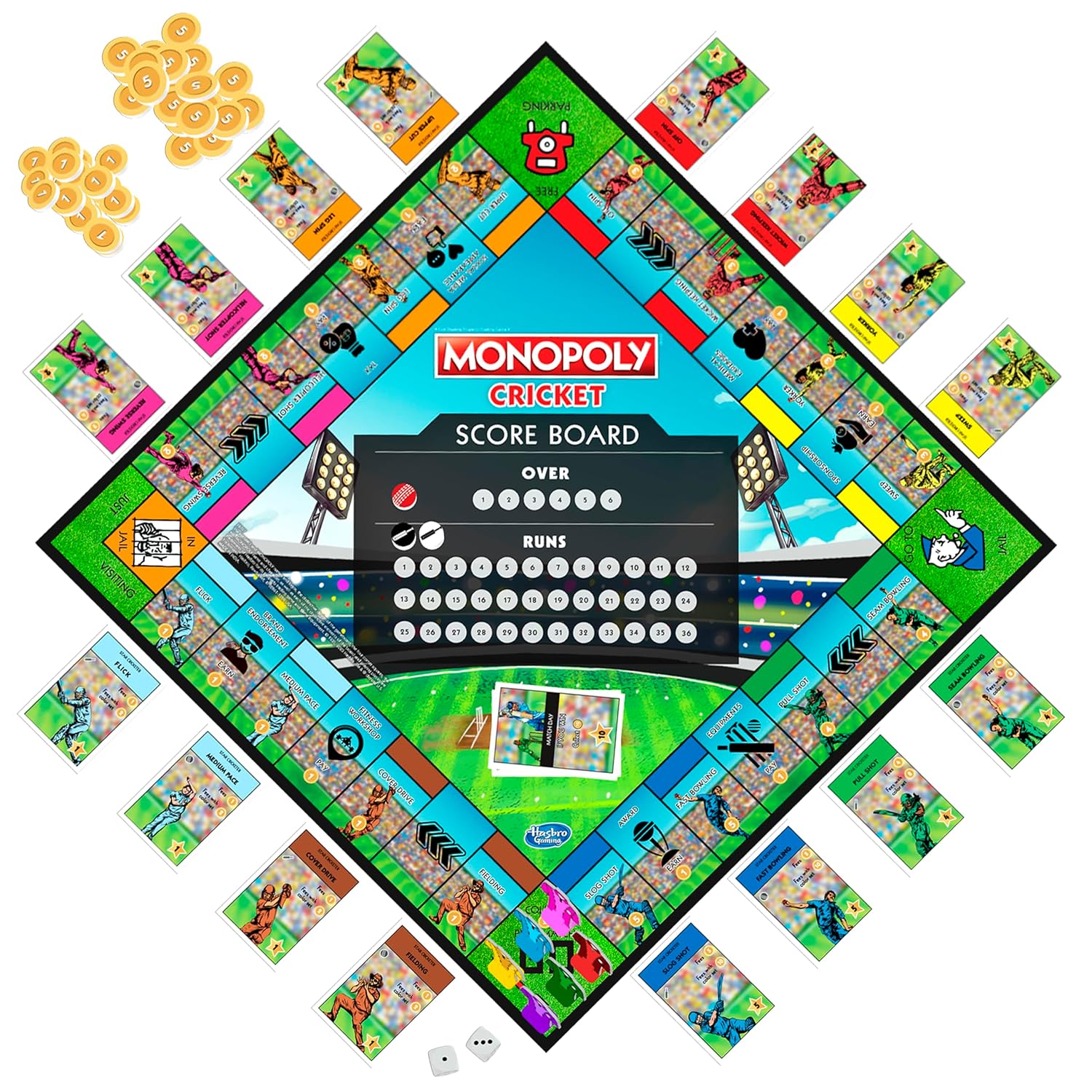 Hasbro Monopoly Cricket | Game Pieces Detail