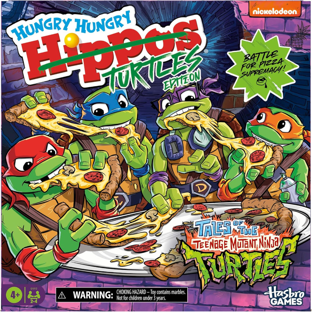 Hasbro TMNT Hungry Hungry Hippos Game: Fast-Paced Pizza Chomping Family Board Game