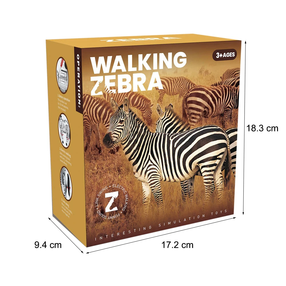 Interactive Walking Zebra Toy with Lights & Sounds for Kids, Battery Operated