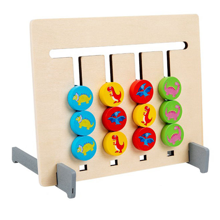 TIPTOP HOYE CRAFTS Wooden Two-side Dinosaur Chess Kids Brain Teasers Logic Game Four Color Game